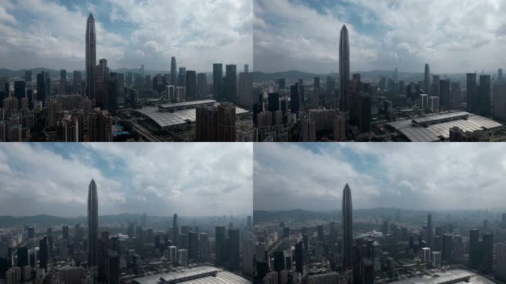 4k平安大厦视频深圳第一高楼周边建筑群全景