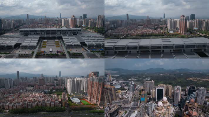 4k深圳市民中心广场周围城中村视频
