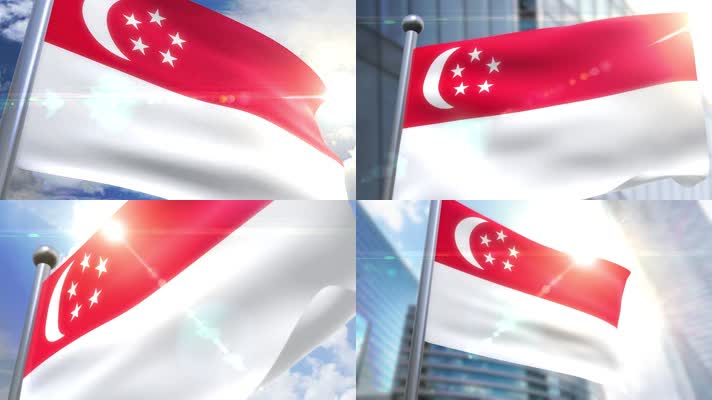 飘扬的新加坡国旗