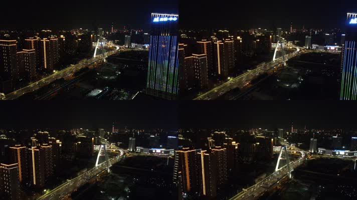 武汉夜景金桥航拍