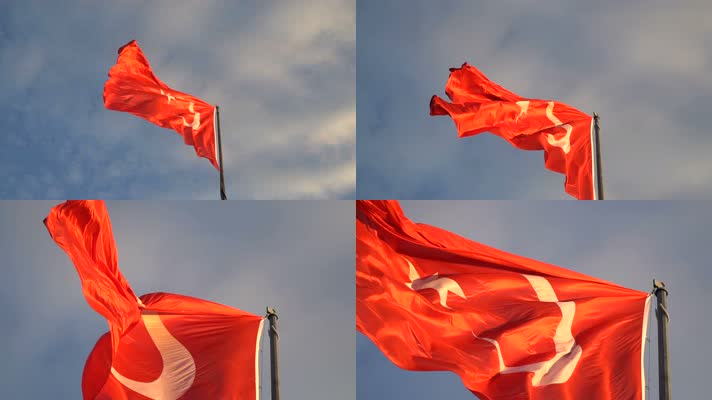 土耳其国旗随风飘扬