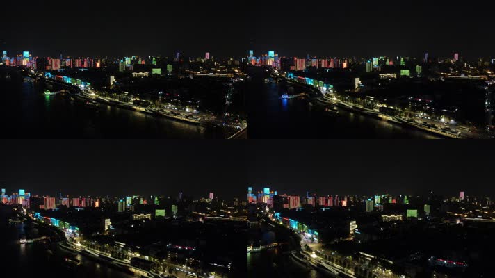 武汉江滩夜景航拍灯光秀