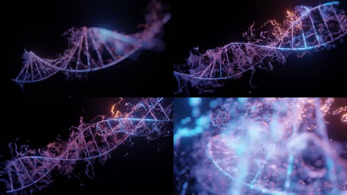 DNA三维粒子科技素材