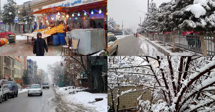 阿富汗，阿富汗冬天下雨城市雪景