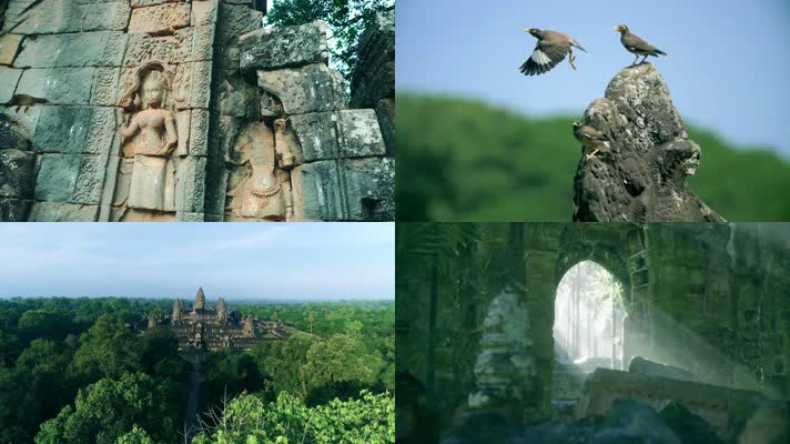 4K世界七大奇迹之一柬埔寨吴哥窟文明遗址