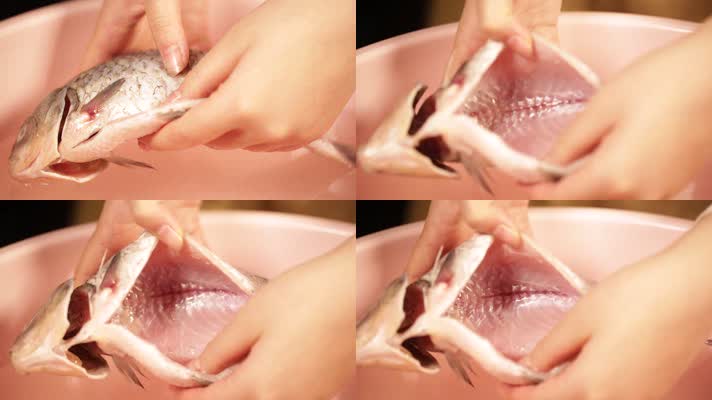 钢丝球清洗鱼肚子里的黑膜 (1)