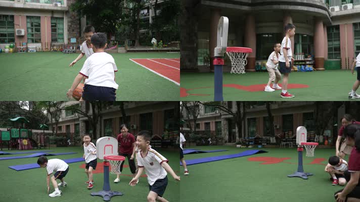幼儿园小朋友打篮球