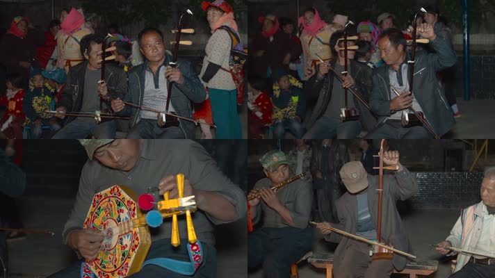 民乐视频中国西南彝族村民街头演奏乐器