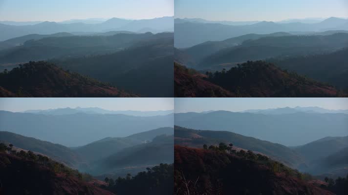 山脉视频大山里薄雾笼罩的层层山峦