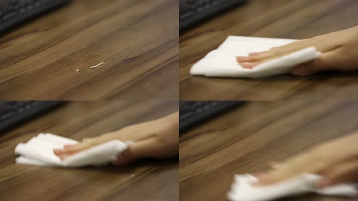 纸巾擦拭办公桌水渍 (2)