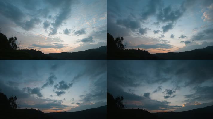 山区延时视频大山里太阳落山后云层变化