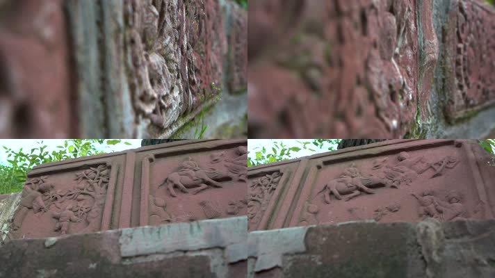 石雕视频红砂岩民族浮雕慢镜头