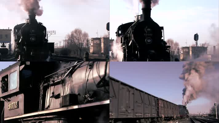 蒸汽机火车启动起步行驶