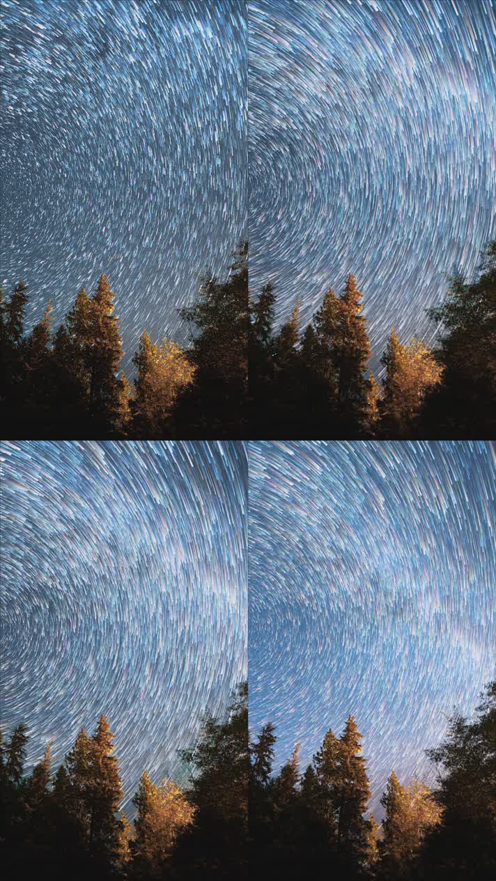 壮观星轨星空流星延时摄影