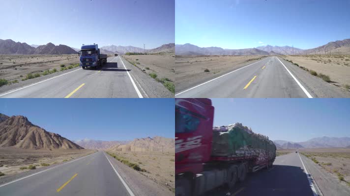 青藏公路上的货车