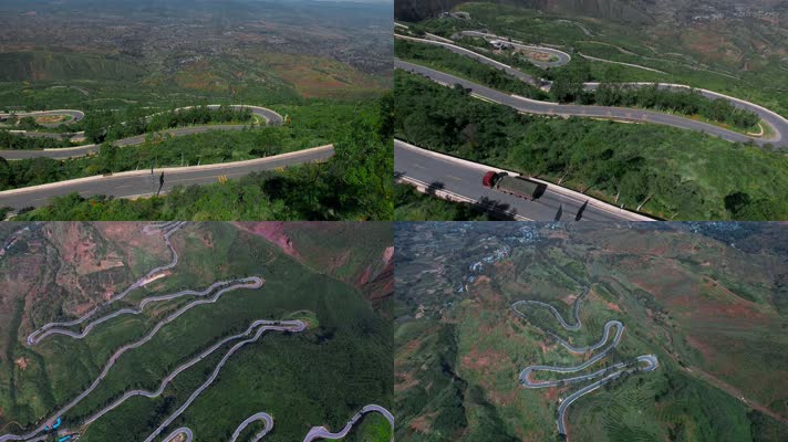 4k蜿蜒山区公路视频中国西南山里多弯道路