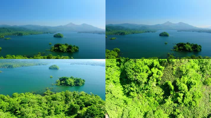 唯美水库湖泊自然生态青山绿水航拍空镜