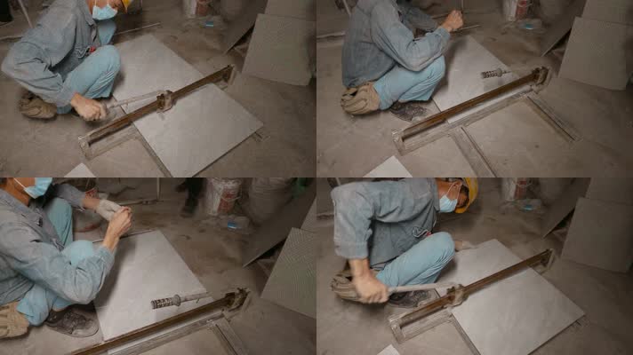 切割瓷砖视频装修工地切割地砖