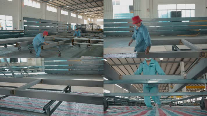 广东惠州钢架生产厂房内景工人