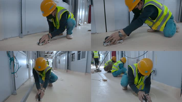 地面胶贴拼缝视频方舱医院建设处理地面胶贴