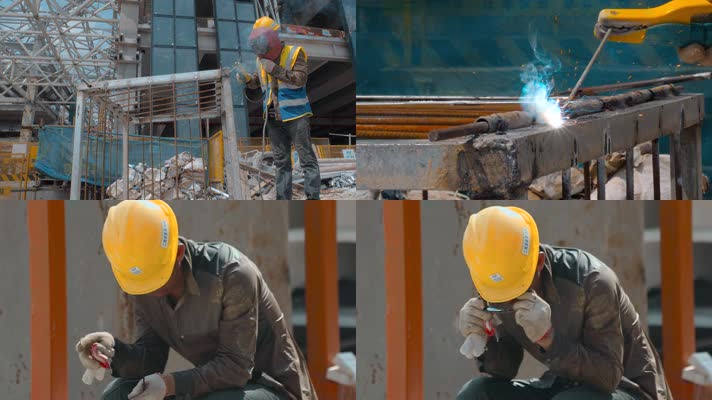 焊接视频建设工地电焊氧焊工人