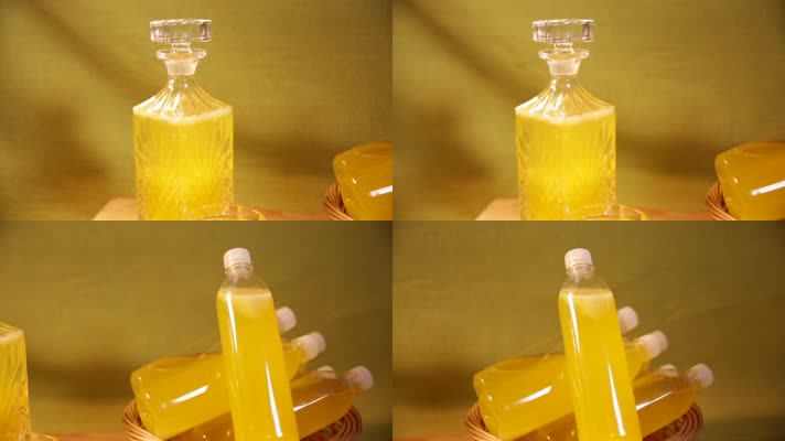 透明玻璃瓶装黄色果汁 (8)