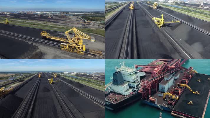 港口码头运煤船运输煤炭采煤场煤炭储备