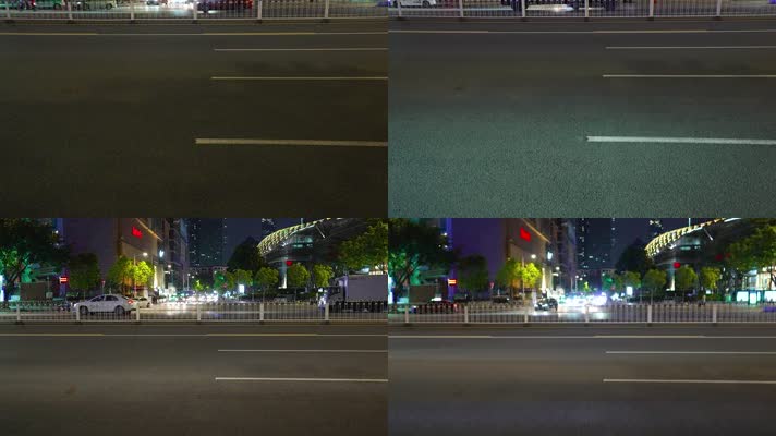 4K升格拍摄深夜道路上的人