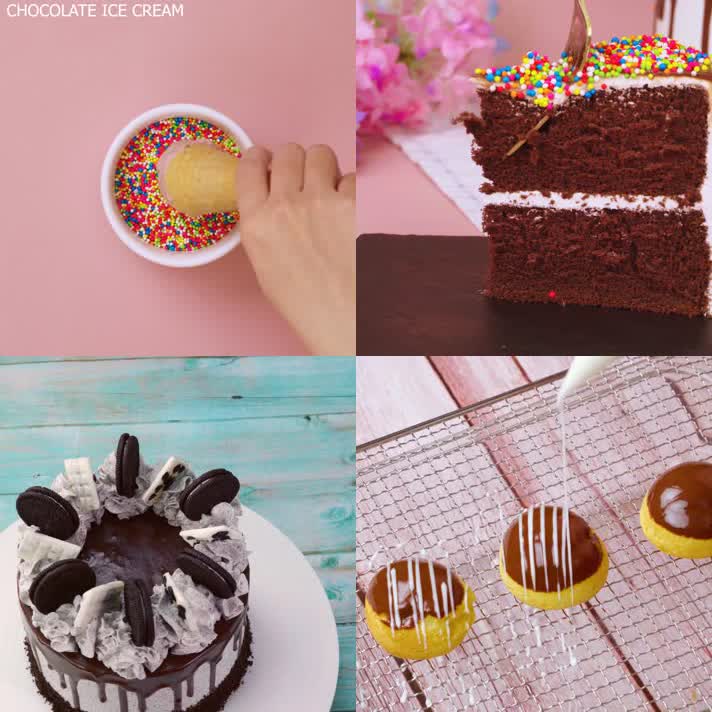 切蛋糕，做蛋糕，蛋糕裱花，诱人蛋糕