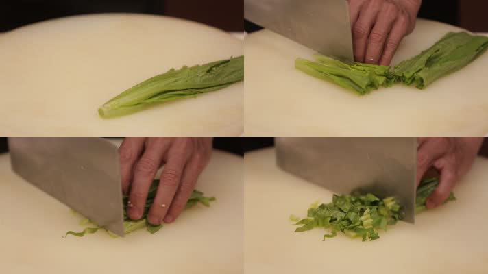 厨师切蔬菜油麦菜