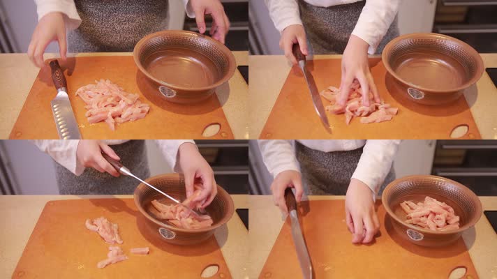 厨师切减脂鸡胸肉 (8)