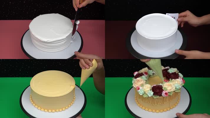 做蛋糕，蛋糕裱花，诱人蛋糕