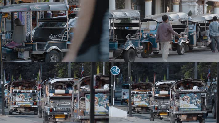 泰国旅游视频泰国街头三轮出租车