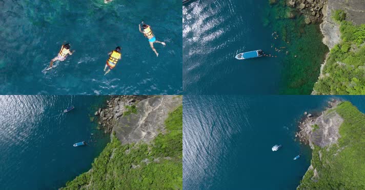 泰国旅游视频泰国普吉岛蓝色海水浮潜游客