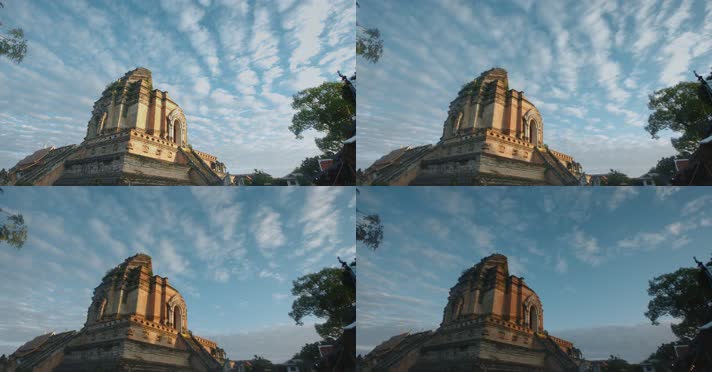 泰国旅游视频泰国清迈大塔寺景区延时