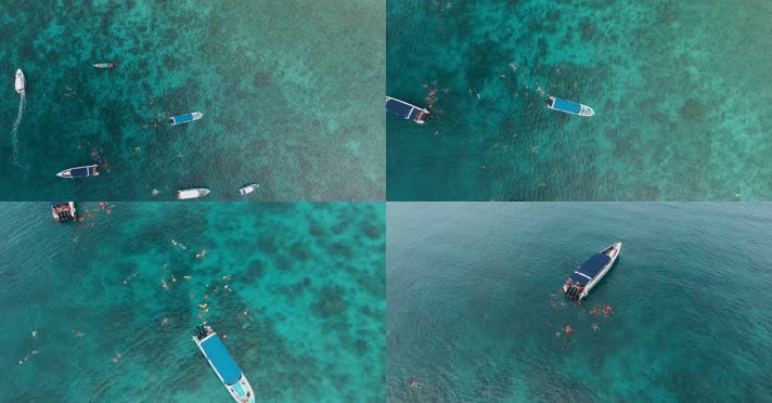 泰国旅游视频泰国印度洋蓝色海水浮潜游客