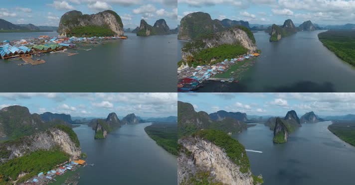 泰国旅游视频泰国攀牙府水上城市攀牙湾风光