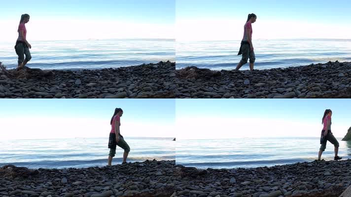 一个人孤独的海边行走