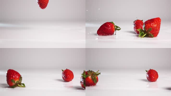 草莓落在水面上