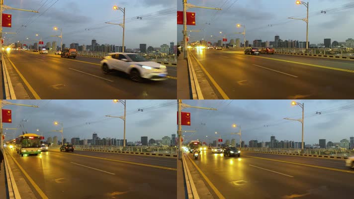 上海长江大桥行驶车辆夜景4K实拍
