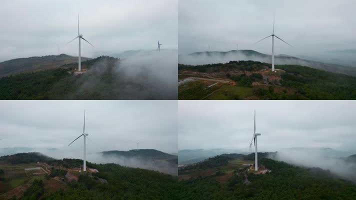 风力发电视频矗立在农村田野里的发电风车