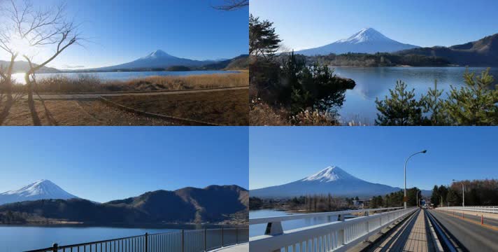 日本富士山山水道路蓝天白云