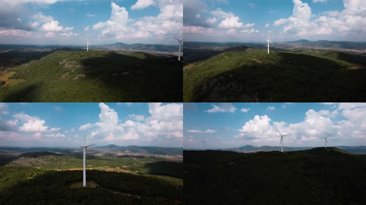 风力发电视频矗立在云贵高原山颠的发电风车