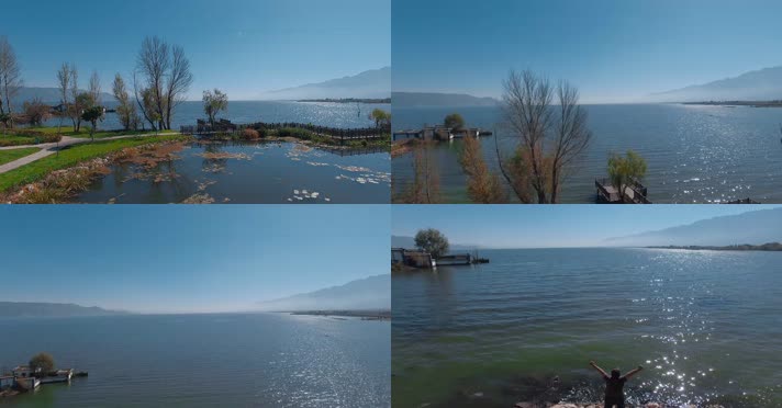 高原湖泊视频蓝色天空下云南大理洱海