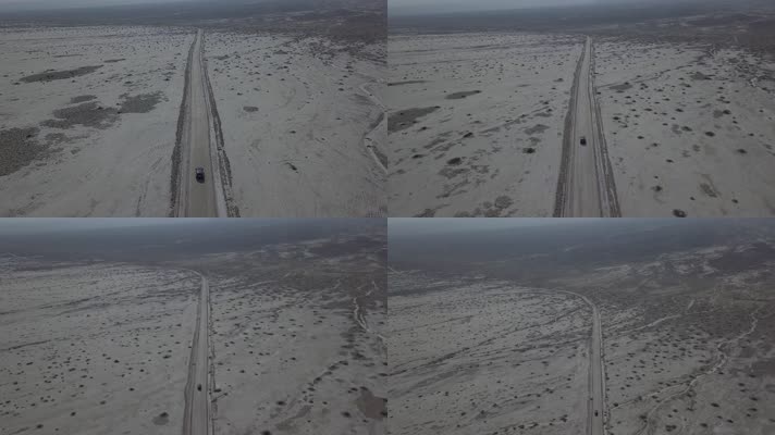沙漠公路航拍 