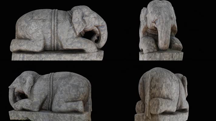 【4K】大象石雕