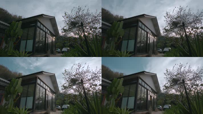 玻璃房子延时视频山林里的玻璃住宅