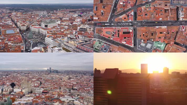 西班牙马德里城市风光4K实拍