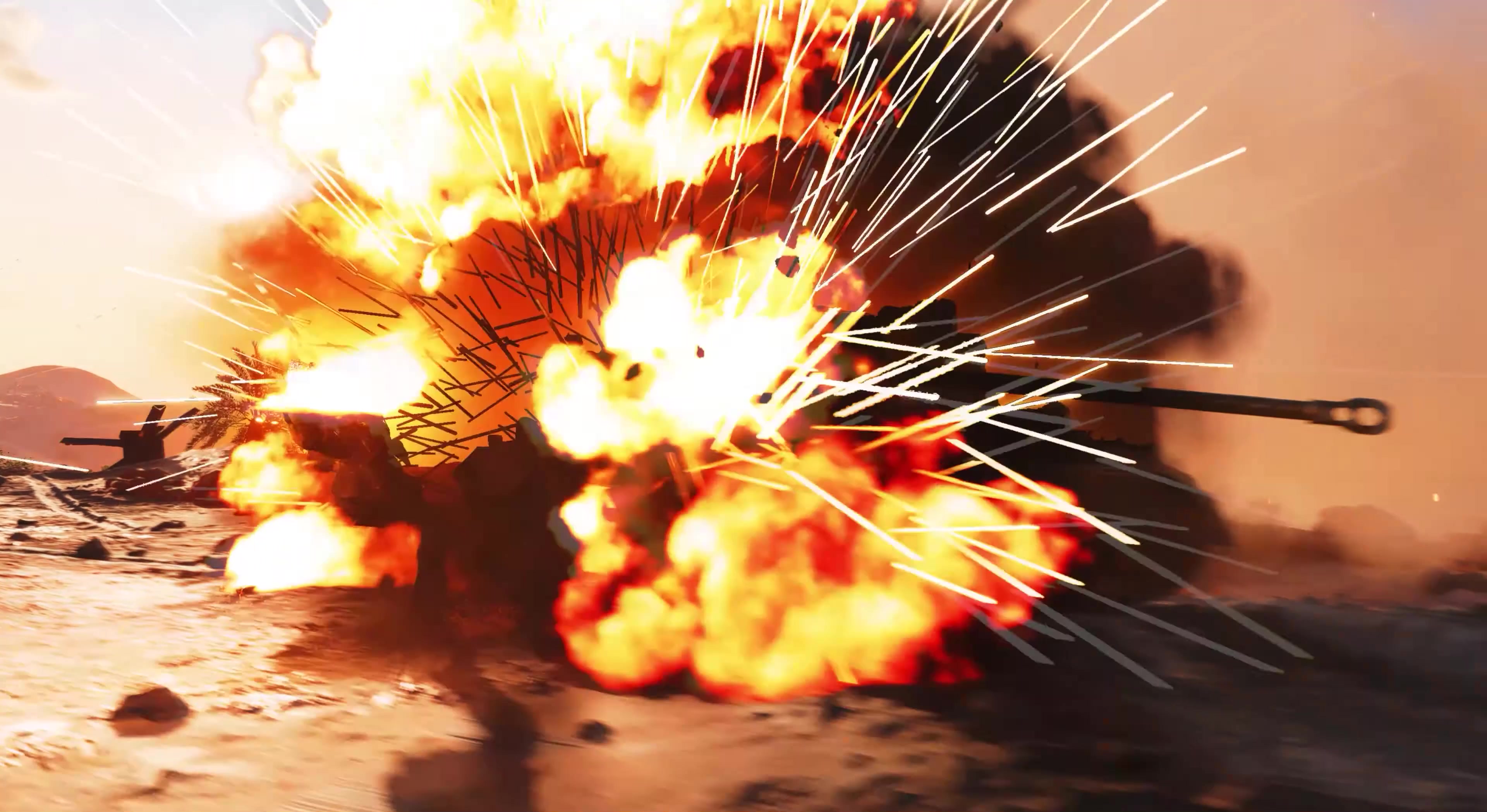 枪林弹雨炮火连天激烈交战战争动画视频素材