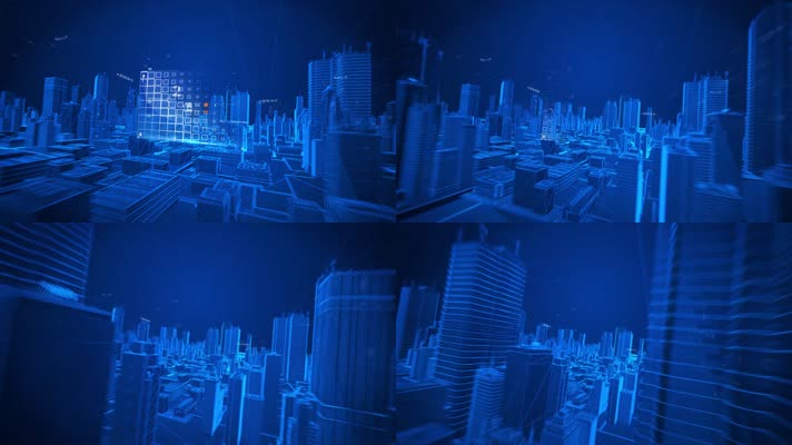 蓝色三维科技城市文字数据展示宣传AE模版